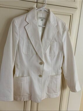 Banana Republic Cream Pinstripe Blazer Jacket